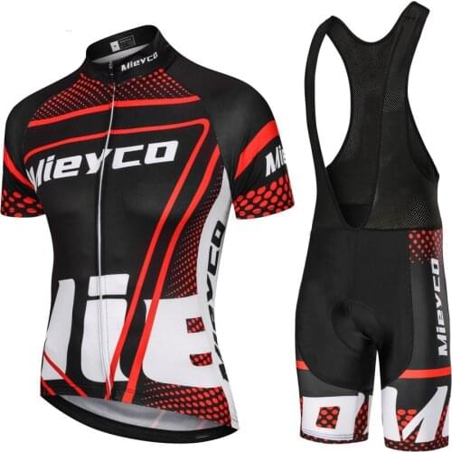 Mieyco Mens Cycling Jersey Set 100% Polyester Bike Apparel High Elastic Breathable Lightweight Short Sleeve Cycling Jersey Suit