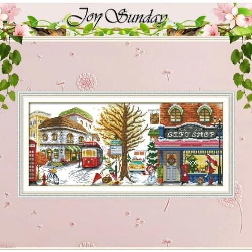 Winter Street Patterns Counted Cross Stitch 11CT 14CT Cross Stitch Set wholesale Scenery Cross-stitch Kit Embroidery Needlework