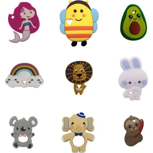 2020 Latest Teether Avocado Lion Rainbow Teether DIY Baby Chewing Pendant Nursing Sensory Teething Pacifier Dummy Animal Toys