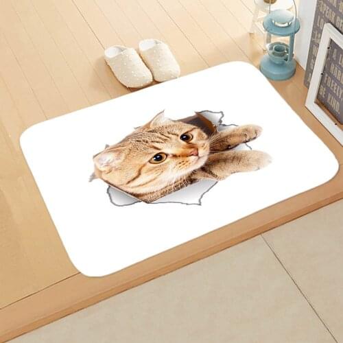 Cat pure color animal Plush Vintage Cassette Tape Indoor Doormat Non Slip Door Floor Mats Carpet Rugs Decor Porch Doormat