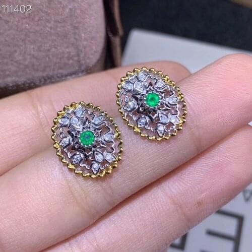 Simple and delicate, precious gemstone Natural emerald earrings, Colombian emeralds, professional natural gem shop, 925 silver
