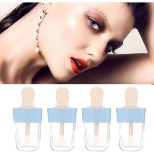 5pcs 8ML Empty Lip Gloss Tube Container, Blue Sweet Ice Cream Lipstick Refillable Bottle, Cosmetic Makeup Lip Balm Sample Holder