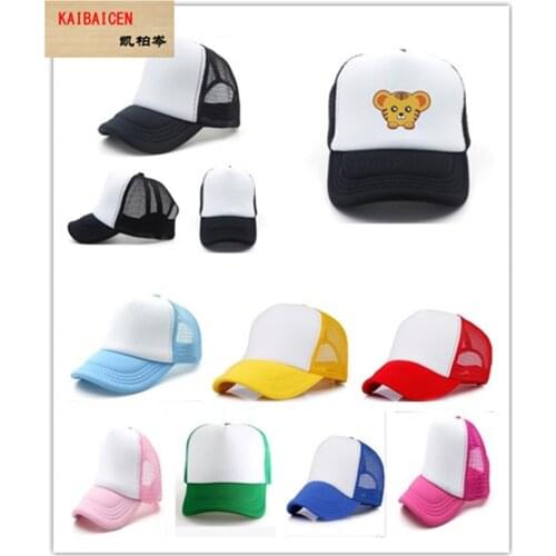 5 Colors Fashion DIY Sublimation Blank Kids Cotton Mesh Cap hat For Heat Transfer Press Machine Caps