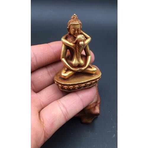 Special offer # HOME family TOP efficacious Protection # India Tibetan Buddhism Happy Buddha brass statue talisman- small size
