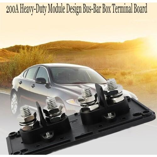 200A Heavy Duty Module Design Bus Bar Box Terminal Board with 4 Terminal Studs RV Power Distribution Block Cable Organizer Box