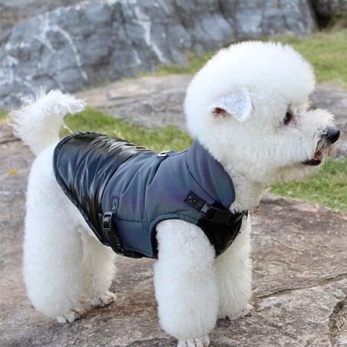 Reflective Adjustable Dog Clothes Winter Splicing Cotton Pet Vest with Traction Ring Water Proof Puppy Small Medium Dogs Jacket
