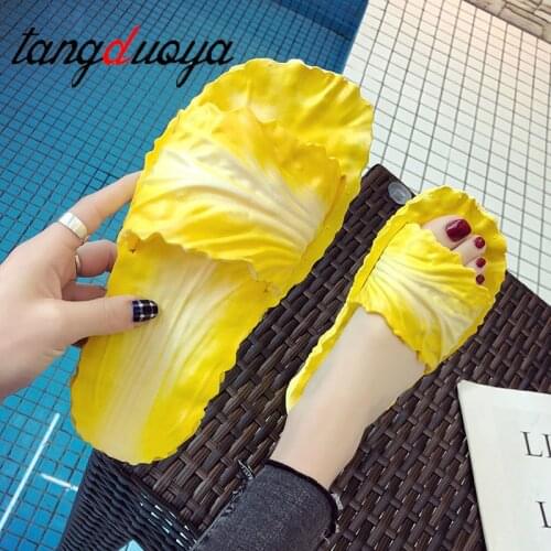 Cabbage Shape Slipper Womens Summer Bathroom Anti-slip Bath Students Fashion House Slippers Creative Shoes Flip Flops women2021