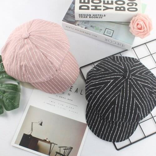 Spring and Summer Thin Womens Hat Bailey Hat Sunscreen Octagonal Hat Vertical Stripe Unisex Newsboys Hat
