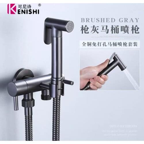 Wc Bidet Sproeier Kit Set Hand Hold Rvs Shattaf Badkamer Hygiënische Gun Grey color Douche Tap Reinigen Bidet Kraan