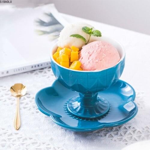 Creative Ceramic Goblet Ice 200ml and 350ml Cream Milkshake Bowl Dessert Bowl Soup ceramic bowl Large cup