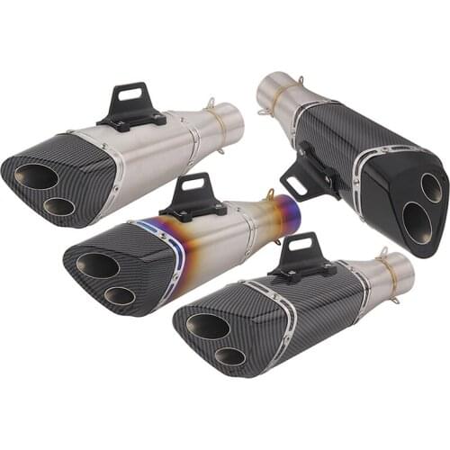 Universal 38-51 mm Motorcycle Exhaust Tail Pipe Dual-outlet Escape No DB Killer for Dirt Bike Scooter ATV Stainless Steel 346 mm