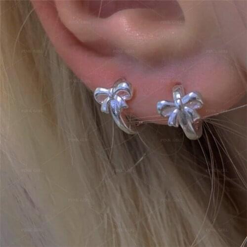 Y2K Jewelry Bowknot Earrings for Women Metal Vintage Harajuku Cool Cartoon Earrings Charms 90s Aesthetic Gifts New Wholesale