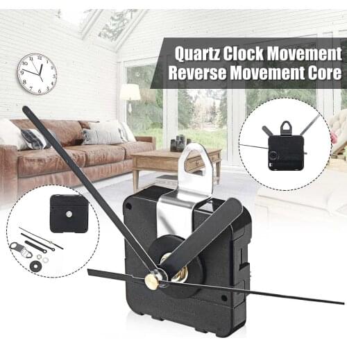 12.5cm Reverse Shaft DIY Black Hands Quartz Movement Silent Mechanism Wall Clock Repair Parts