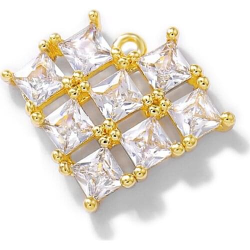 Factory wholesale Gold Color Brass and Zircon Heart Charms Pendants Necklace and Bracelet Earring Diy Jewelry Accessories