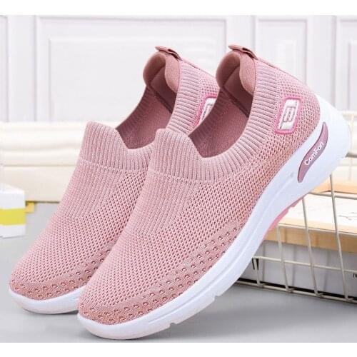 Womens Sports Shoes , Flying Woven Mesh Running Shoes , Sneaker , Lace-free Overshoes , Casual Sport Shoes , Size 36-41