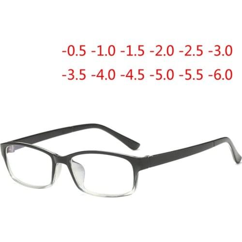 0 -0.5 -1 -1.5 To -6 .0Finished Myopia Glasses Women Men Anti-Blu-ray Black Transparent Frame Short-sight Eyewear With Degree