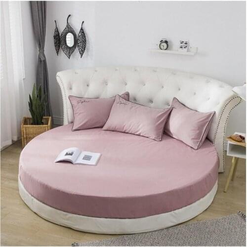 1pc Bed Sheet Solid Color Cotton Round Bed Cover Sheet Comfortable Place for Sleeping Dia.220cm