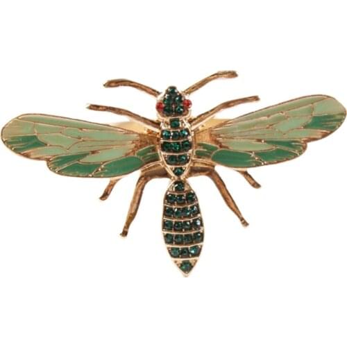 10Pcs the Bee Napkin Buckle Napkin Ring Alloy Green Insect Dragonfly Drip Diamond Buckle Paper Towels