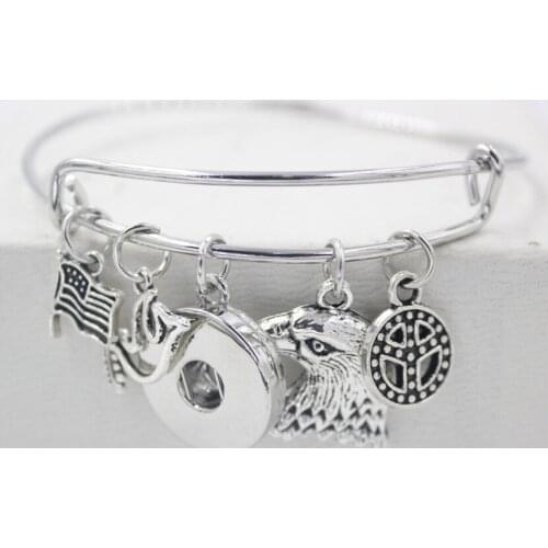 Interchangeable Snap Jewelry Inspired Peace Sign Dove USA Flag Eagle Charm Bracelets liobonar snap buttons charms bracelets