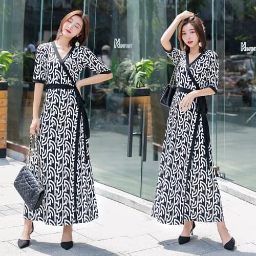 2021 Plus Size Print Summer Dress Evening Long Vintage Dress Party Oversize Short Sleeve Beach Women Dresses Robe Vestido Prom