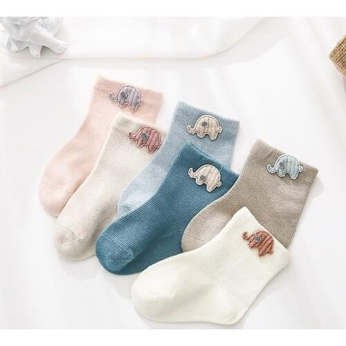 3 Pairs/Lot Childrens Socks Baby Socks Spring and Summer Cotton Cartoon Socks Boys and Girls Socks Solid Color Newborn Socks