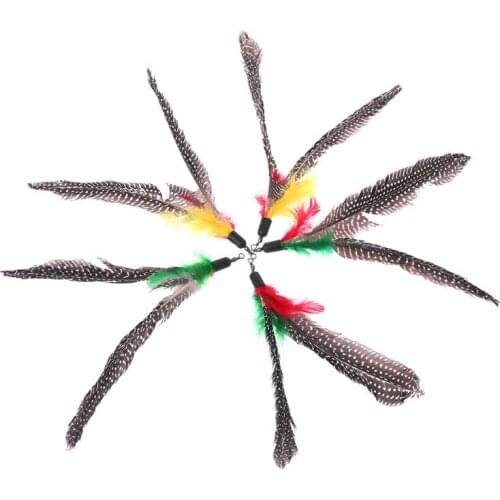 5PCS Handmade Natural Feather Toy Da Bird Refills Interactive Teaser Sticks N58C
