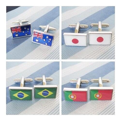 50pairs/lot CUSTOMIZE National Flag Cufflinks Copper Enamel Australian Japan Brazilian Portuguese Flag Cufflink Mens Jewelry