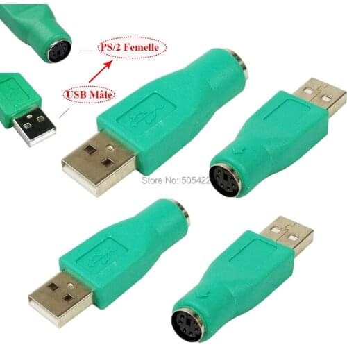 500pcs/lot PS/2 Female to USB Male Computer Keyboard Mouse Adapter Connector New
