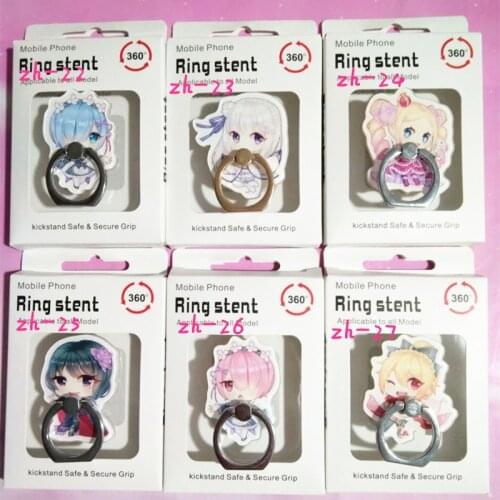 6PCS/LOT Re: Life in a different world from zero Model Doll Ram Finger Ring Phone Stand Holder Acrylic 360 Degree Ring Stent Toy