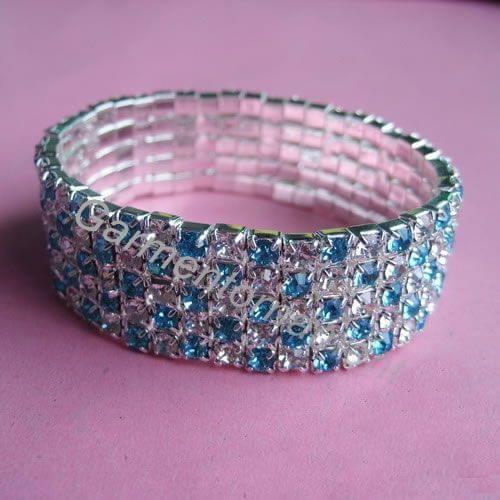 9 colors silver plated 5 row strand bridal cup chain rhinestone crystal pronged setting bracelet bangle
