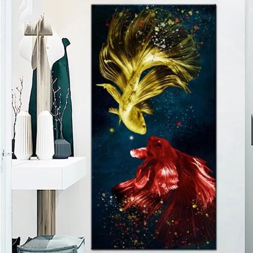 Diamond painting red gold Koi Fish mosaic full Embroidery sale square round cross stitch 5d diy Diamond art large size animal