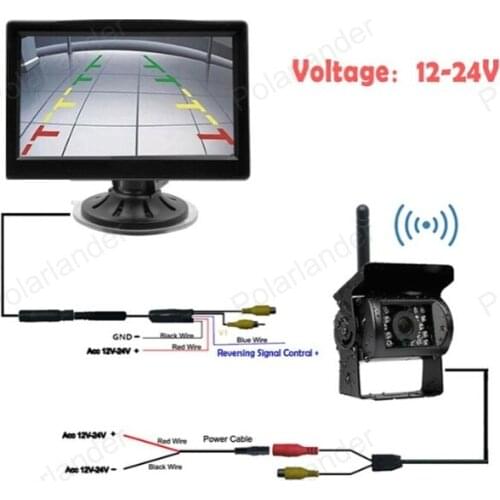 12 24V Car Truck 5 inch TFT LCD Wireless Monitor for Car Rear View Camera Built in Transmitter Parking KIT 2CH Video Input