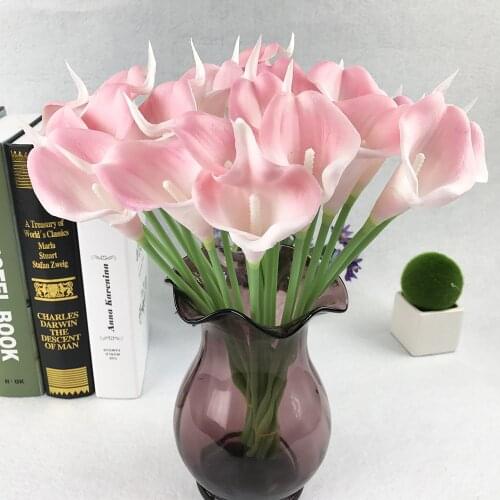 Fast Delivery 10Pcs Artificial Flowers Real Touch Calla Lily Bouquet for Outdoor Home Decor Party Wedding Fake Flower Nosegay