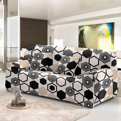 Simple Geometric Design L Shape Sofa Cover For Living Room Elastic Non-slip Combination Couch Covers 1/2/3/4 Seater Slipcover