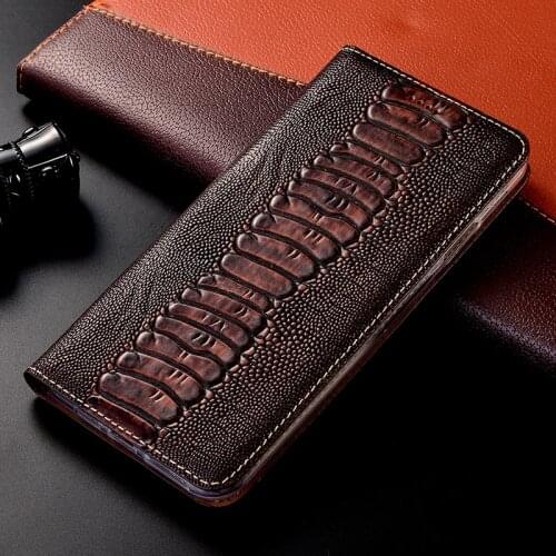 Ostrich Genuine Leather Case For OPPO Realme X XT X2 X3 K5 1 2 3 3i 5 5i 6 C1 C1 C2 C3 C11 Q X50 X50M Pro Magnetic Cover