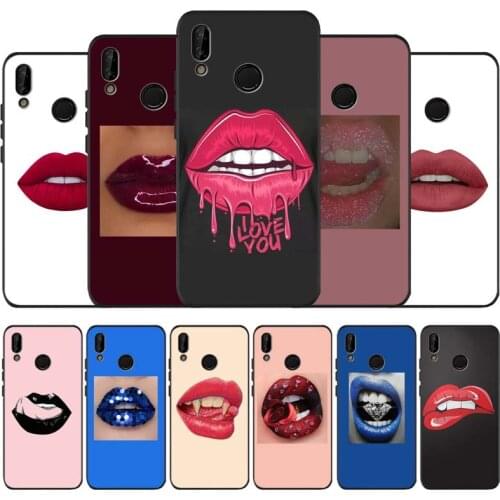 Lipstick black soft Phone Case for huawei P40 P30 P20 P10 Pro lite P9 Lite nova 4E 6SE Psmart 2019 Y6 9 Prime