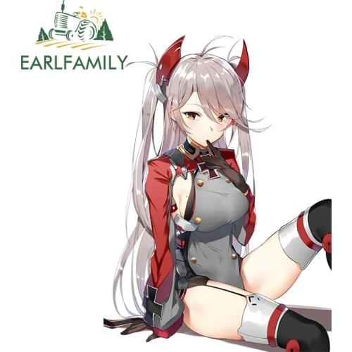 EARLFAMILY 13cm x 9.3cm for Prinz Eugen Azur Lane Car Stickers Vinyl Car Wrap Decal Waterproof Anime Personality Campervan Decor