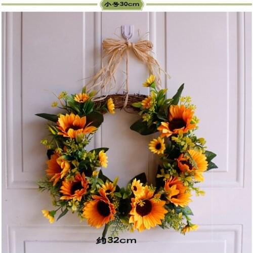 European style imitation wreath small sunflower wreath wedding, Halloween, Christmas home decoration outdoor decor