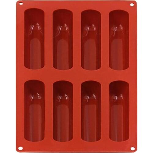 Household 8 Holes Long Strip Finger Biscuit Silicone Mold Oven Cake Mould Bakeware Fingers Puff Ice Cube Tray Bakeware Moulds