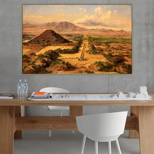 Holover Jose Maria Velasco"Piramide of The Sun in Teotihuacan"Canvas Oil Painting Western Art Decor Poster Aesthetic Decoration