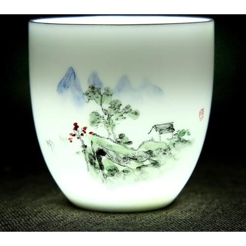 Ceramic hand-painted tea cup Kung Fu tea set Personal cup of good tea with good cup Dehua white porcelain NO.YZ42