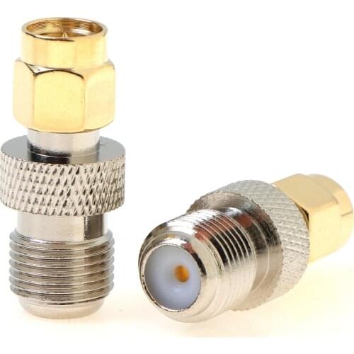 1PCS High Quality F Type Female Jack to SMA Male Plug Straight RF Coaxial Adapter F connector to SMA Convertor gold Tone