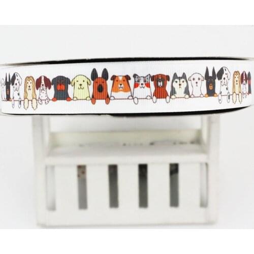 Dog Pattern Ribbon 16/22/25/38/75mm Grosgrain Ribbons 10 25 50 Yards DIY Bows Gift Wrapping Wedding Decoration Eebbing