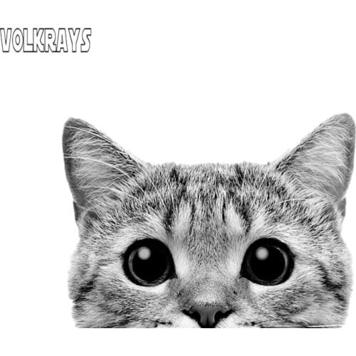 VolkRays 3D Cute Peeking Cat Car Sticker Vinyl Waterproof Cover Scratch Decal Decoration for Windshield Door Wall,15cm*13cm