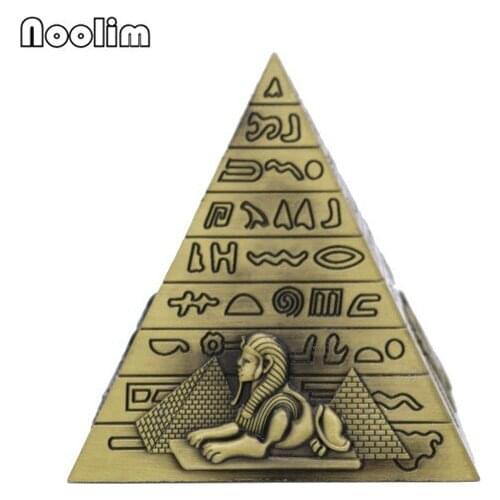 NOOLIM Metal Egyptian Pyramids Figurine Pyramid Building Statue Home Office Desktop Decor Gift Souvenir (Bronze)
