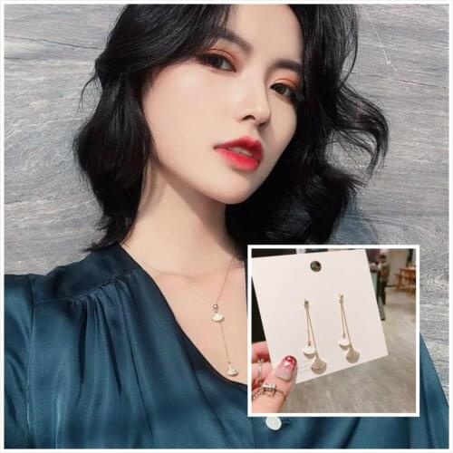 New Jewelry Fan-shaped Tassel Suit Earring And Necklace Sets Long Temperament Wild Luxury Jewelry For Women Wholesale