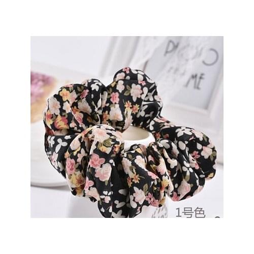 New arrival 2017 New summer flower printed womens lace hair Scrunchies Hair Tie Hair Accessories Ponytail Holder Hair