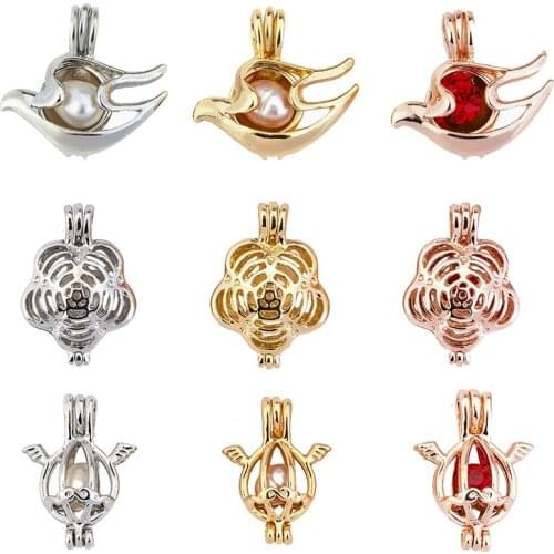 New color small wings pearl / luminous gabion jewelry handmade bead cage pendant aroma diffuser hanging box suitable for neutral