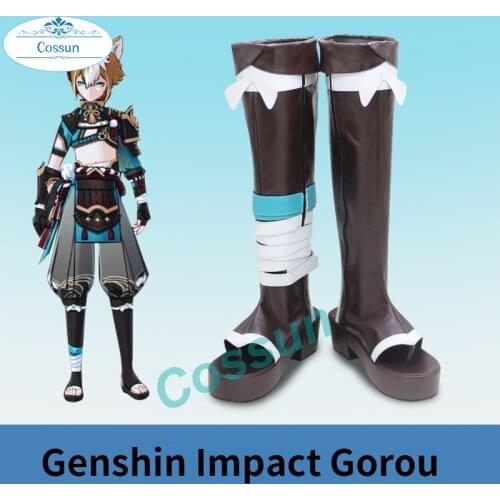 Game Genshin Impact Gorou Cosplay Shoes Anime Project PU Boots Halloween Costumes Adult Props Unisex Custom Size Xmas Gift