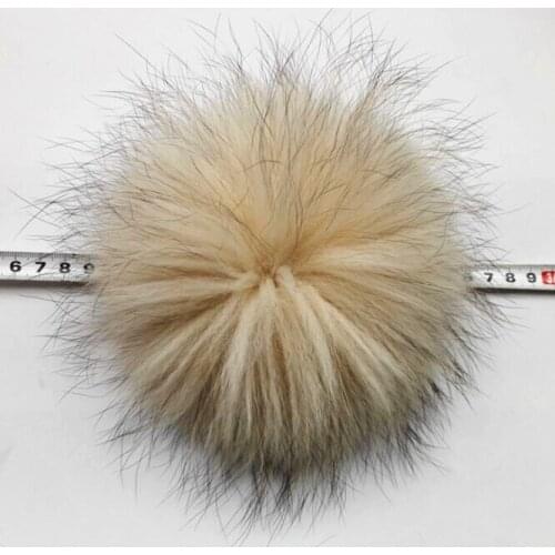 Nature Beige Real Raccoon Fur Pom pom For Knitted Hats Beanies 15-18cm Genuine Fur Balls For Skullies Caps Bone Gorros